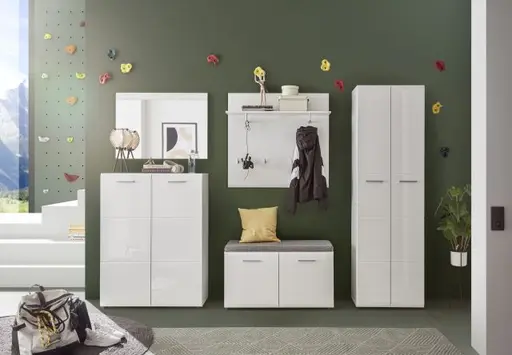 Schuhbank- Weiß, Weiß, Hochglanz