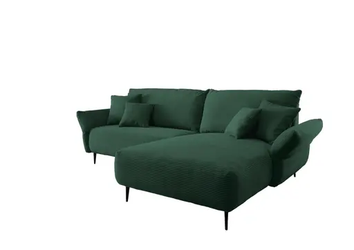 Ecksofa -2-Sitzer mit Longchair rechts, Armlehne verstellbar, Stoff, Moosgrün