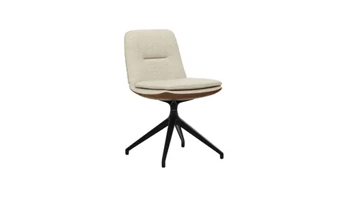 Polsterstuhl Macano - drehbar, Stoff & Leder, Beige, Cognac