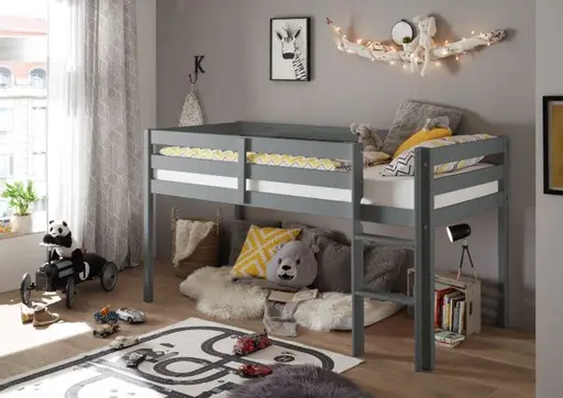 Hochbett - Liegefläche ca. 90x200 cm, Grau