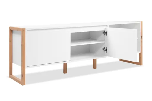 TV-Board - B ca. 160 cm, Weiß, Artisan Eiche Nachbildung