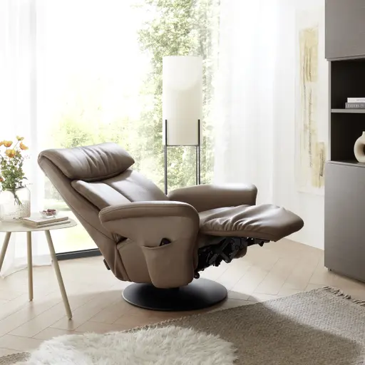 Fernsehsessel EM Gera - Relaxfunktion 1-motorig, Leder, braun