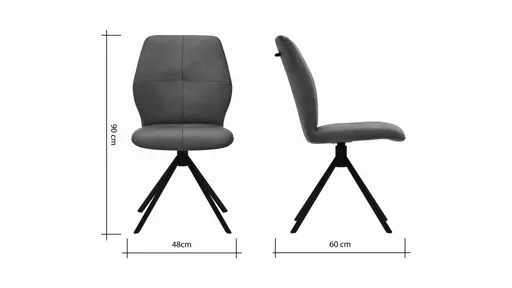Stuhl Dinner - drehbar, Stoff, Dunkelgrau