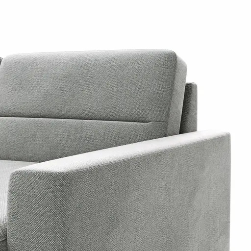 Wohnlandschaft Merlos H - Ecke links mit 2,5-Sitzer und Longchair rechts inkl. Relaxfunktion (motorisch), Stoff, Grau