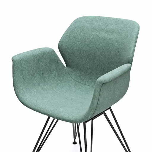 Armlehnstuhl Tooon - Stoff Lagune, Gestell Metall, Schwarz