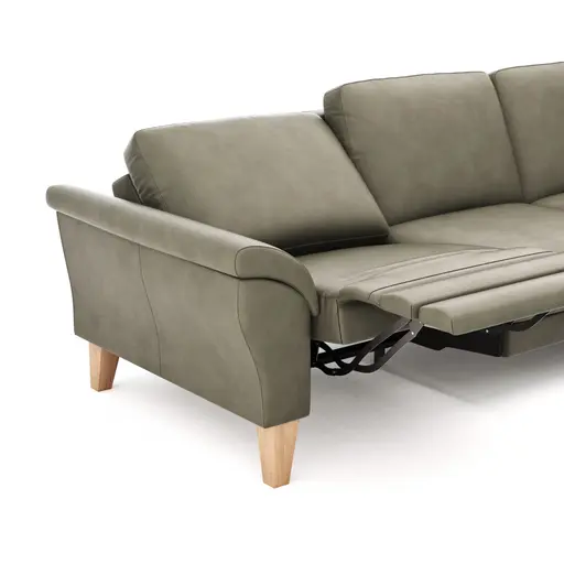 Ecksofa Rockport A - 2,5-Sitzer mit Ecke rechts inkl. Relaxfunktion (motorisch), Leder, Dunkelgrau