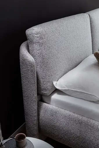 Polsterbett - Liegefläche ca. 180x200 cm, Stoff, Hellgrau