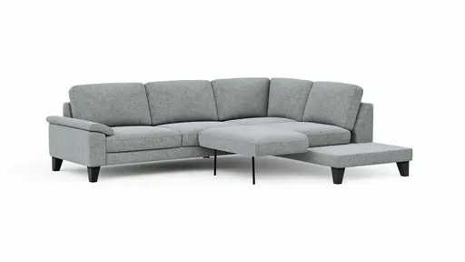 Ecksofa Oviedo - 2,5-Sitzer mit Ecke rechts inkl. Drehsitz, Stoff, Hellgrau