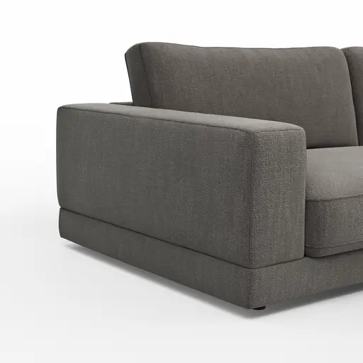 Ecksofa Juni - 1,5-Sitzer mit Longchair rechts, Stoff, Schwarz