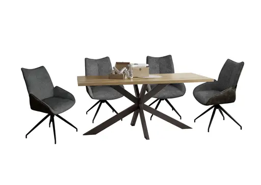 Stuhl MAUREEN - drehbar, Stoff, Grau, Braun