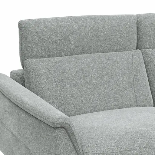 Sofa Nevin - 3-Sitzer inkl. Kopfpolsterverstellung, Stoff, Silbergrau