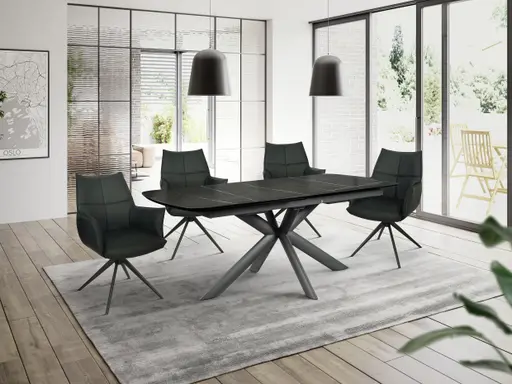 Esstisch MAXIE - ausziehbar, LB ca. 190x98 cm, Glaskeramik, Anthrazit Struktur