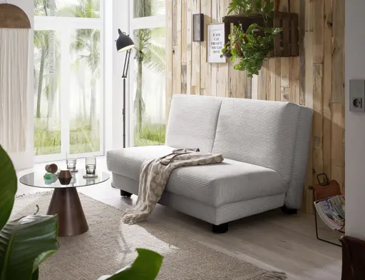 Schlafsofa EASY Optik A - 2-Sitzer ohne Armlehne, 140 cm inkl. Schlaffunktion, Cord, Hellgrau