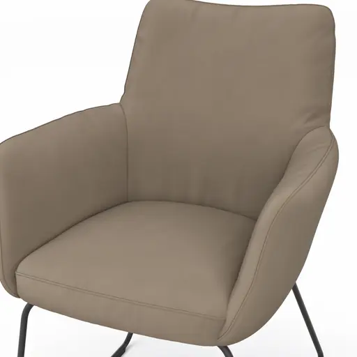 Armlehnstuhl Nashville - Leder, Taupe