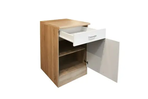 Unterschrank- B ca. 50 cm, Eiche Dekor, Weiß, Matt