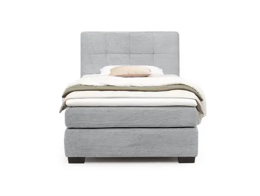 Boxspringbett JILA- Ligefläche ca. 120x200 cm, Stoff, Hellgrau