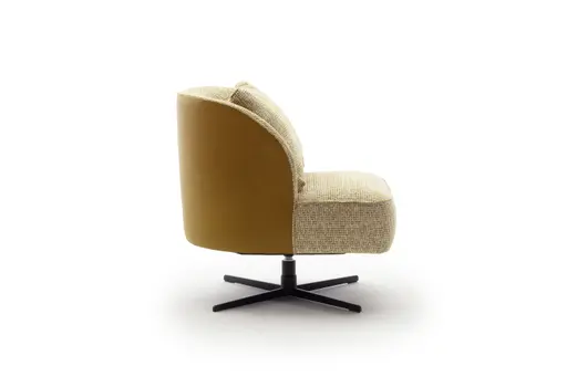 Sessel Cuneo - drehbar, Stoff, Senfgelb, Leder, Senfgelb
