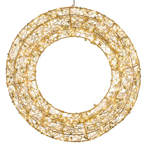 LED-Kranz - ØH ca. 40x8 cm, Champagner/Goldfarben