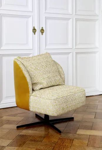 Sessel Cuneo - drehbar, Stoff, Senfgelb, Leder, Senfgelb