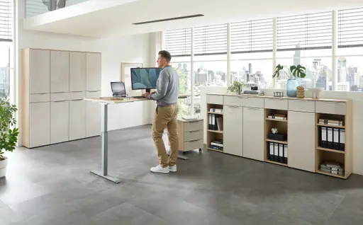 Rollcontainer - B ca. 45 cm, Riva Eiche Nachbildung, Kaschmir