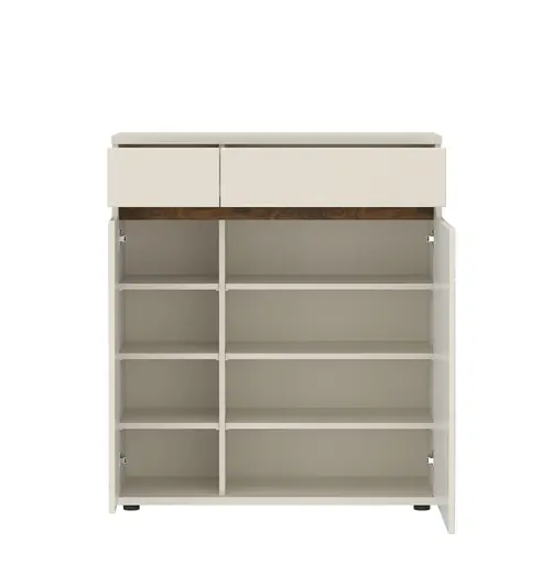 Schuhschrank - B ca. 90 cm, Kaschmir, Nussbaum Nachbildung