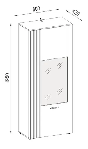 Vitrine - B ca. 80 cm, Anthrazit, Eiche Coast Evoke Nachbildung