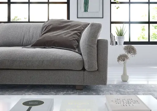 Ecksofa Aprino 3 - Ecke links mit 2,5-Sitzer, Stoff, Grau