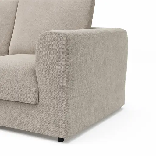 Ecksofa Stormy - Longchair links mit 2,5-Sitzer, Stoff, Creme