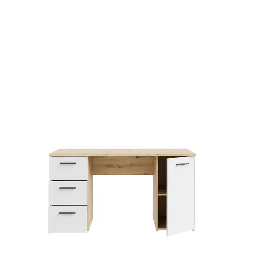 Schreibtisch FEENA- LB ca. 138x60 cm, Eiche Dekor, Weiß