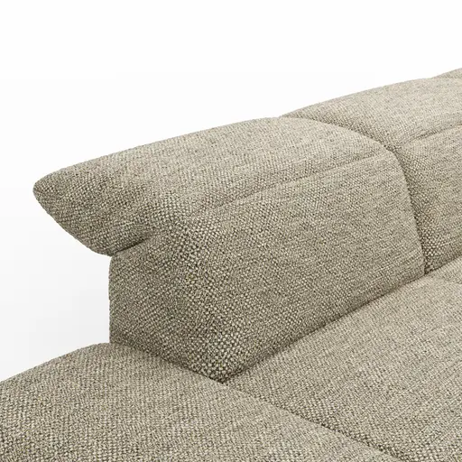 Ecksofa Elena - 2,5-Sitzer und Longchair rechts, Kopfteil/Armlehne verstellbar, Stoff Limette