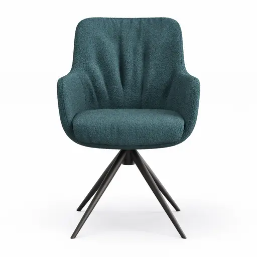 Armlehnstuhl Mis Legere - Boucle, Blau, Stativ, Anthrazit