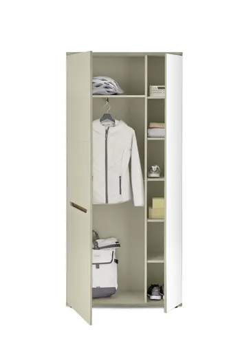 Garderobenschrank - B ca. 90 cm, Kaschmir, Nussbaum Nachbildung, Spiegel