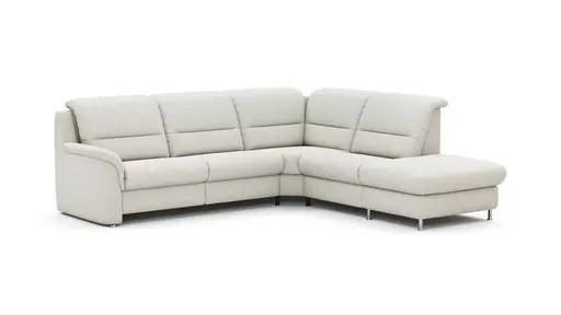 Ecksofa Cornella Classic - 2-Sitzer mit Ecke rechts, Stoff, Creme