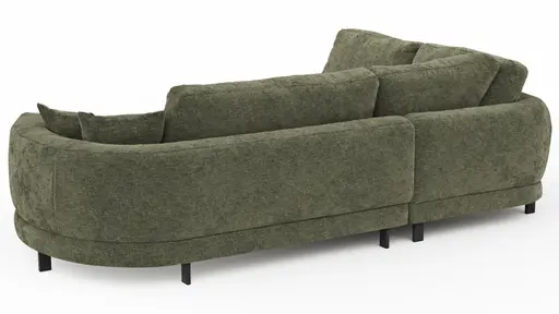 Ecksofa Solenne - Ottomane links mit Diwan rund rechts, Stoff, Olive