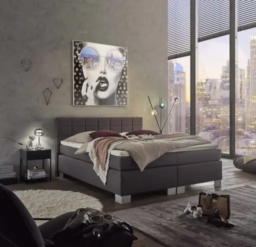Boxspringbett HAIKOS- Liegefläche ca. 180x200 cm, Stoff, Anthrazit, TFK H2/TFK H2