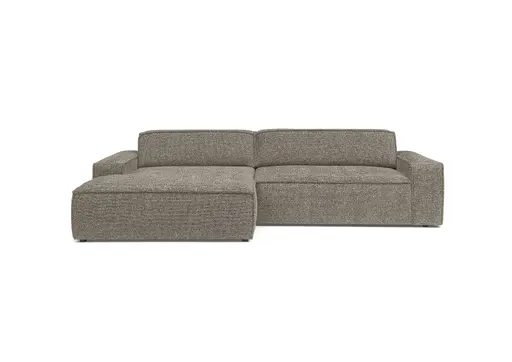 Ecksofa - Longchair links mit 2-Sitzer, Sitzvorzug motorisch, Stoff, Taupe