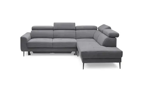 Ecksofa CHARIS - 2-Sitzer, Ecke rechts inkl. Schlaffunktion und Bettkasten, Microfaser, Anthrazit