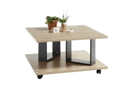 Couchtisch - LB ca. 80x80 cm, Artisan Eiche Nachbildung, Anthrazit