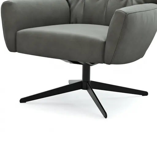 Drehsessel Maximilian - Leder, Grau