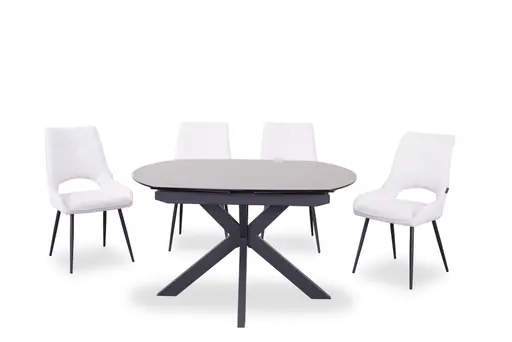 Esstisch MEGGIE - ausziehbar, LB ca. 130x100 cm, Glaskeramik, Grau