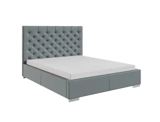 Bettgestell SANDRIN E- Liegefläche ca. 180x200 cm, Stoff, Graublau, inkl. Lattenrost und Stauraum