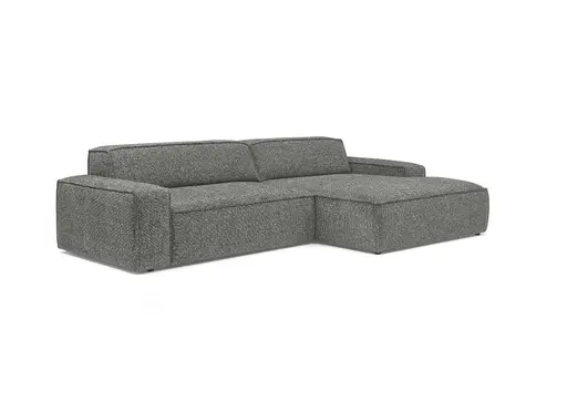 Ecksofa - 2-Sitzer mit Longchair rechts, Sitzvorzug motorisch, Stoff, Graphit