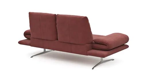 Sofa Lucero - 2,5-Sitzer inkl. Rückenlehne/Armlehne/Sitztiefe verstellbar und drehbares Sitzelement, Leder, Weinrot