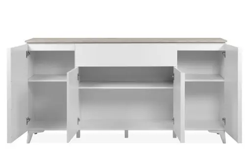 Sideboard - B ca. 177 cm, Weiß, Sandstein Nachbildung