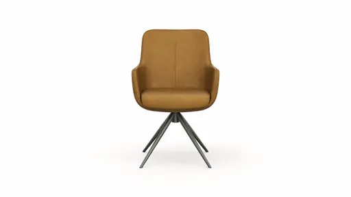 Armlehnstuhl Mis - Leder, Kurkuma, Gestell, Anthrazit