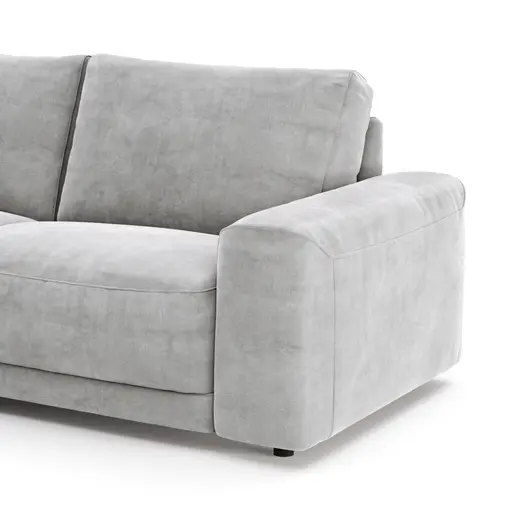 Ecksofa Balok - Longchair groß links mit 2,5-Sitzer, Stoff, Eisengrau