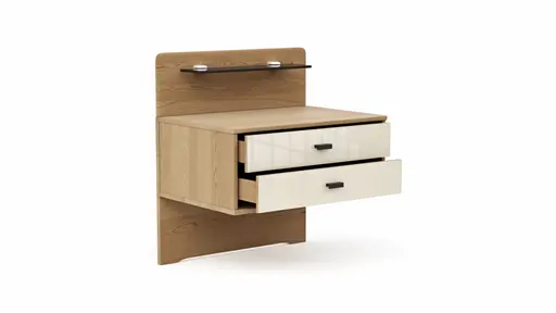 Nachttisch Lenoso - Eiche Nachbildung, Glas Champagner