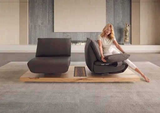 Sofa - 2-Sitzer, Relaxfunktion motorisch, Leder, Dunkelbraun