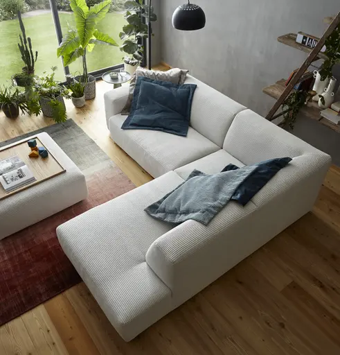 Ecksofa Elementos - 1,5-Sitzer links mit Ecke rechts, Stoff, Weiß