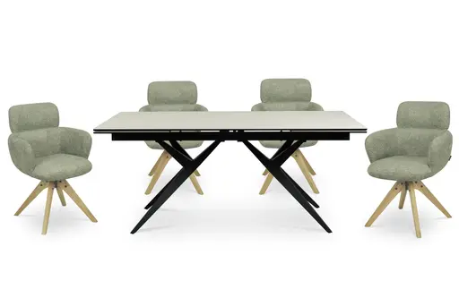 Esstisch MICHELA - ausziehbar, LB ca. 180x95 cm, Glaskeramik, Travertin farbig